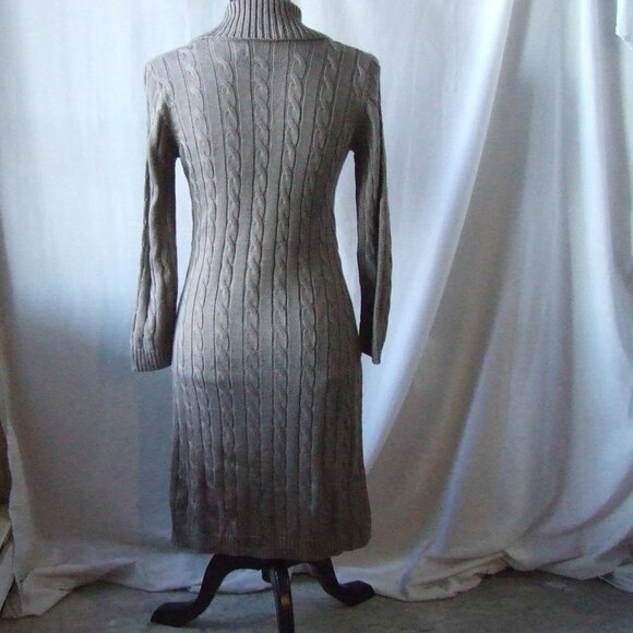 Calvin Klein dress sweater long sleeved taupe brown pull over mock cowl neutral - Picture 3 of 16